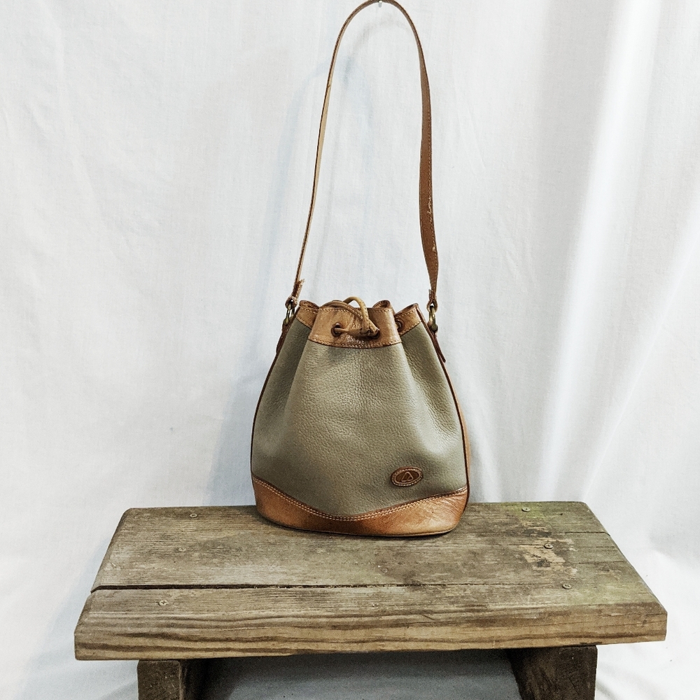 Vintage Genuine Leather Bucket Bag